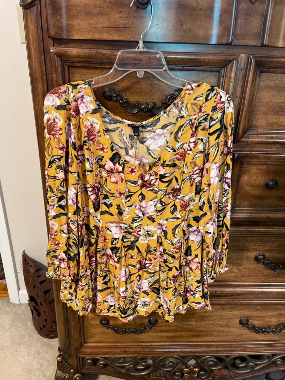 torrid Mustard Floral Peplum Blouse